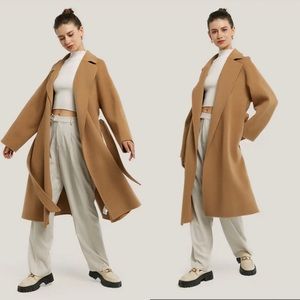 NWT Gentle Herd 100% Wool Belted Wrap Coat Medium